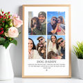 Christmas gift for dog dad personalised photo print featuring four favourite memories with his dog. Personalised dog dad Christmas gift from the dog.