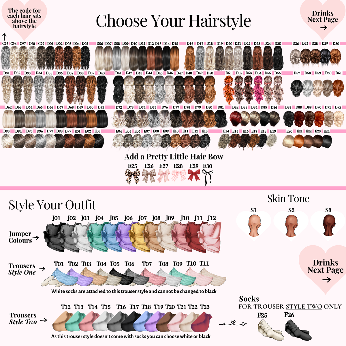 Personalised friendship group print hairstyle and outfits options to create artwork that looks just like you and your besties.