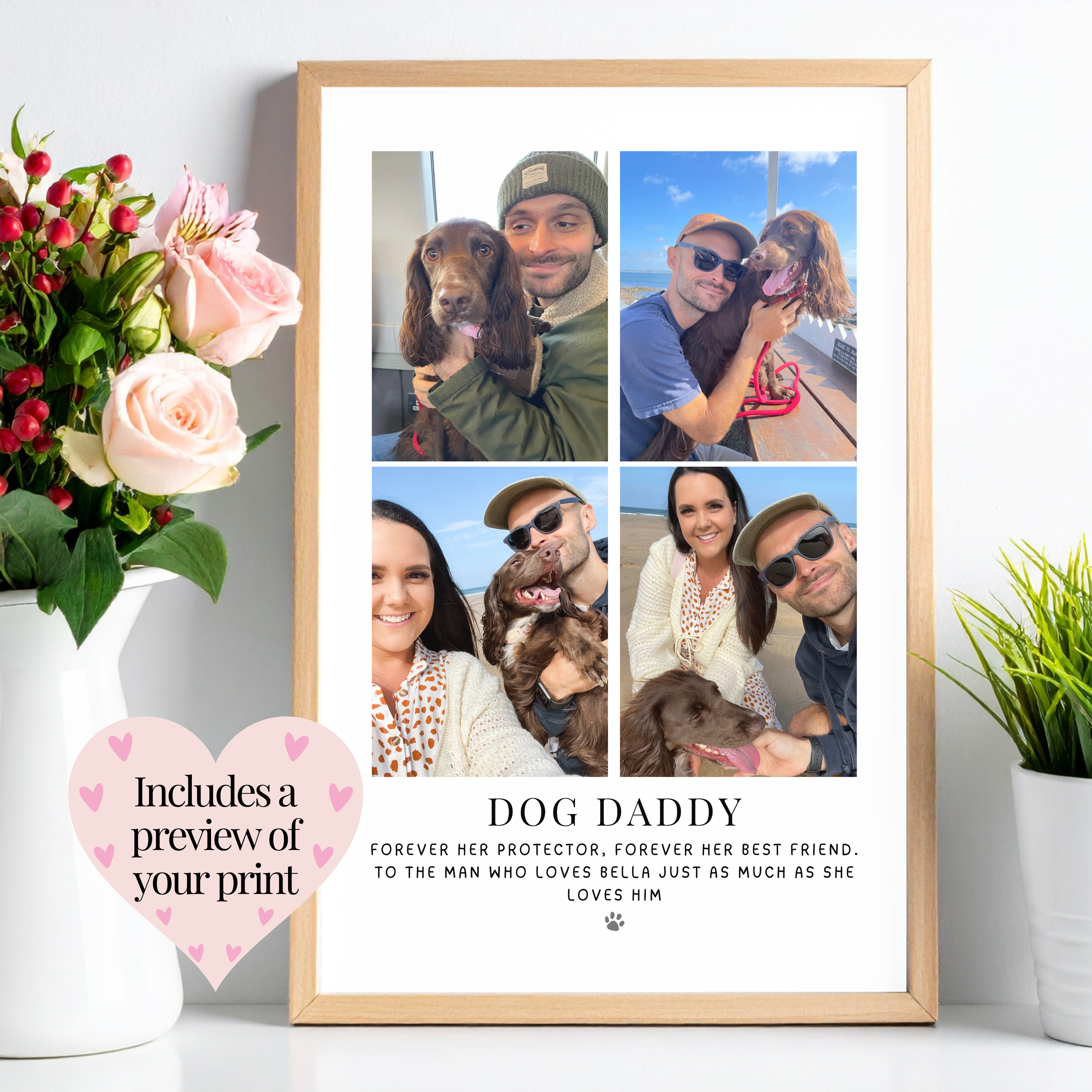 Dog dad Father's Day gift personalised photo print from the dog featuring favourite memories together. 