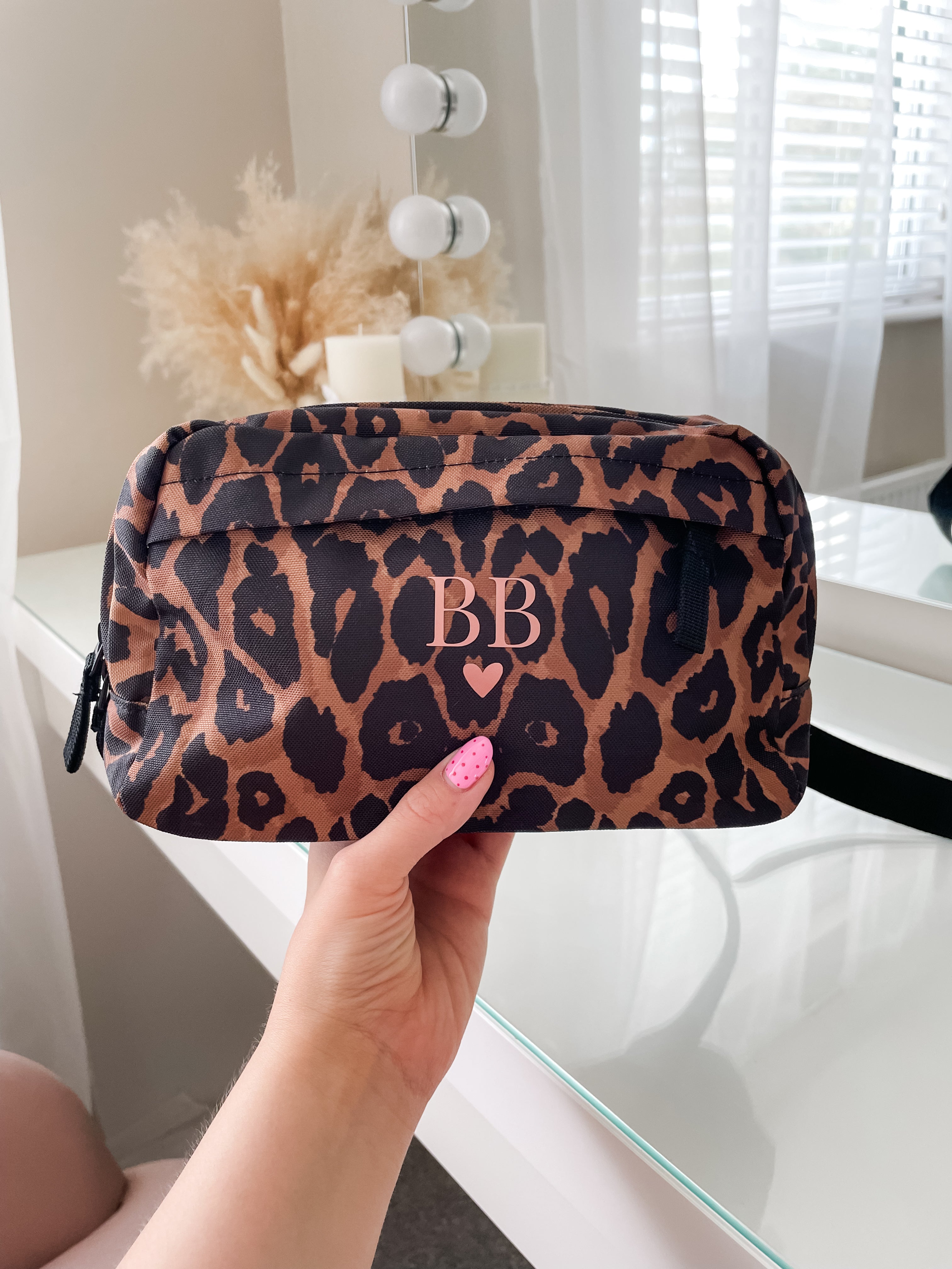 Personalised leopard print crossbody bag with initials, stylish personalised gift for her, custom bum bag for dog walks, shopping, festivals and everyday use.